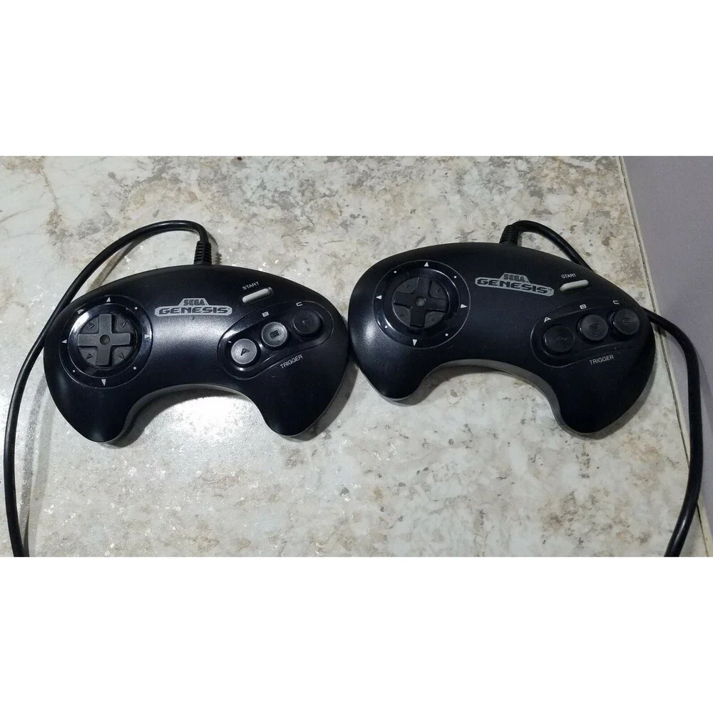 Sega Genesis 6-Button Controllers MK-1653 Lot Of 2, 4 & 6ft Authentic Tested